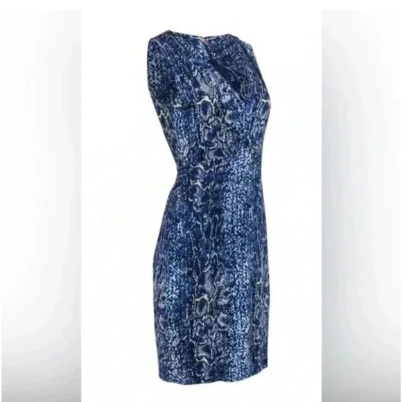 Tory Burch Dresses & Skirts - Tory Burch Blue Snakeskin Print Silk Sleeveless Sheath Dress Women’s XL NWOT